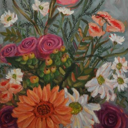 original floral painting by beverly gurganus