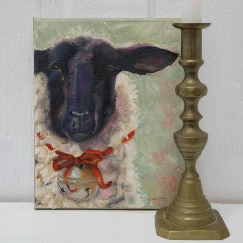 Original christmas lamb painting by beverly gurganus