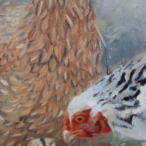  original painting of hens by beverly gurganus