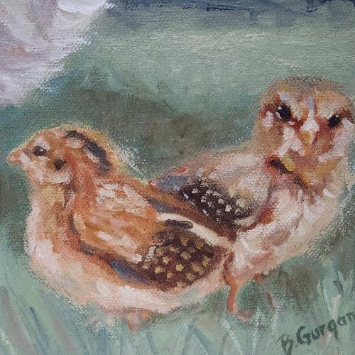 original painting of hens by beverly gurganus