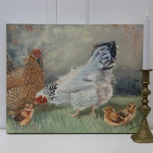 original painting of hens by beverly gurganus