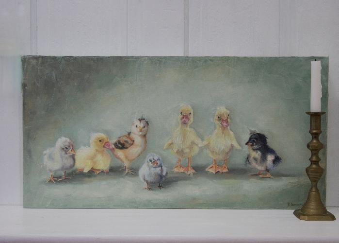 original chicks painting by beverly gurganus art