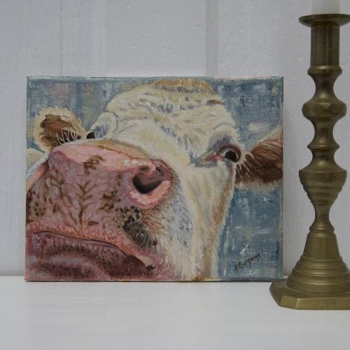 Original cow oil painting by beverly gurganus