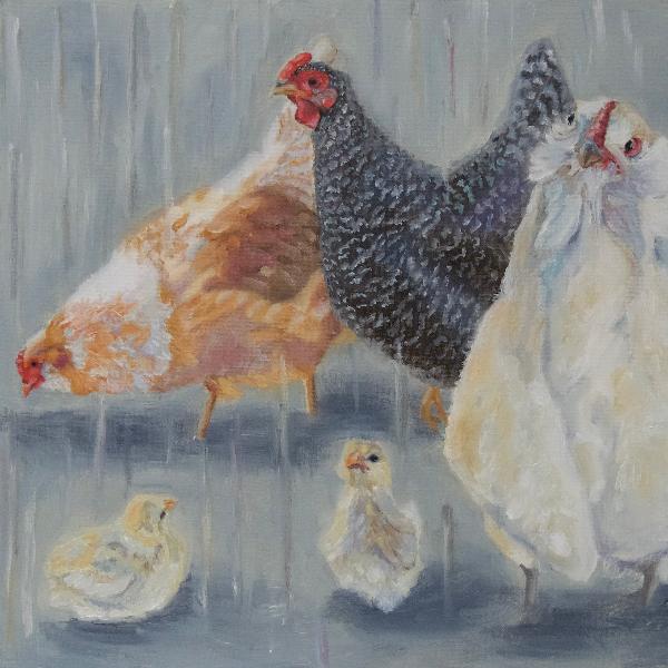 Original chicken painting by beverly gurganus