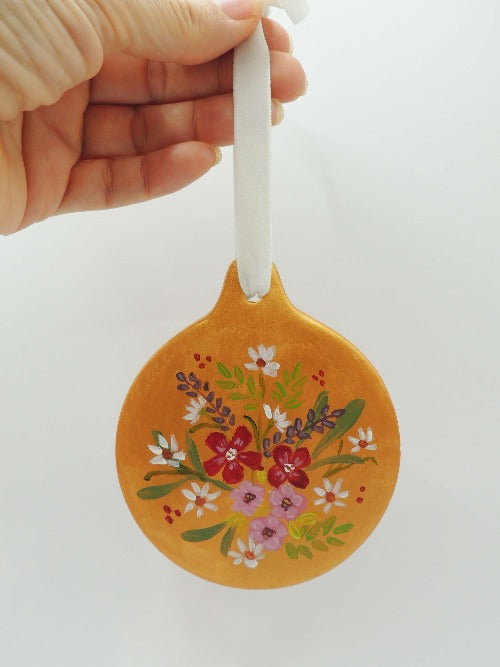 vintage floral ceramic ornament by beverly gurganus