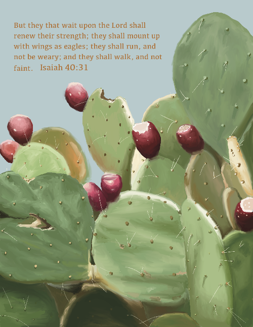 encouraging cactus scripture greeting card by beverly gurganus