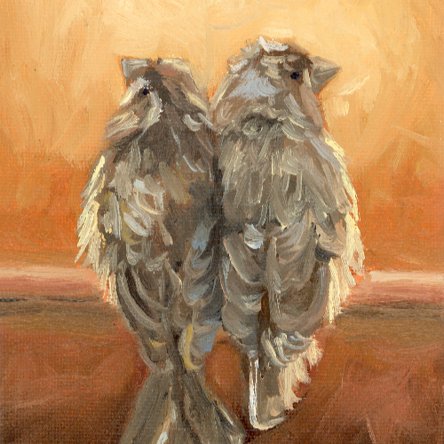 two finch birds original oil painting by beverly gurganus