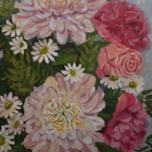 original floral painting by beverly gurganus