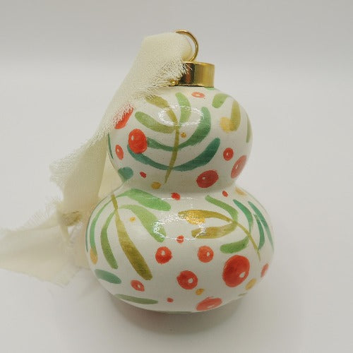 berry christmas hand painted ceramic ornament by beverly gurganus