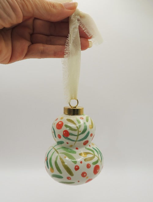 berry christmas hand painted ceramic ornament by beverly gurganus