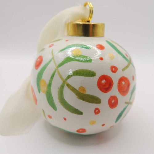 berry christmas hand painted ceramic ornaments by beverly gurganus