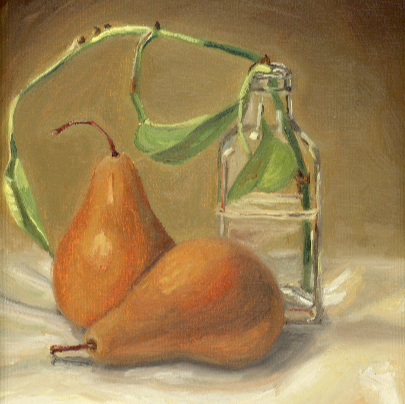 classical pear still life oil painting by beverly gurganus fine art