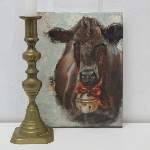 original christmas cow painting by beverly gurganus