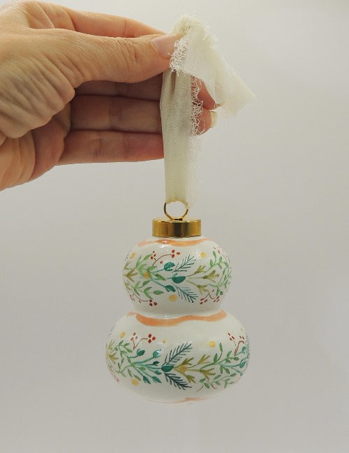 deck the halls hand painted ceramic ornament by beverly gurganus