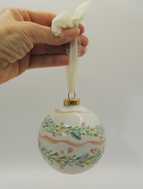 deck the halls hand painted ceramic ornament by beverly gurganus