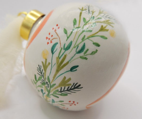 deck the halls hand painted ceramic ornament by beverly gurganus