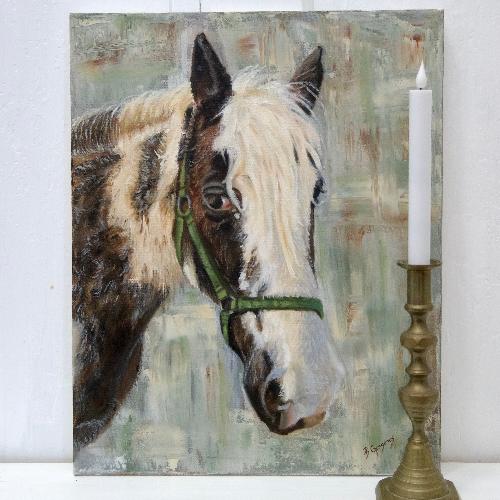 brown and white horse painting by beverly gurganus