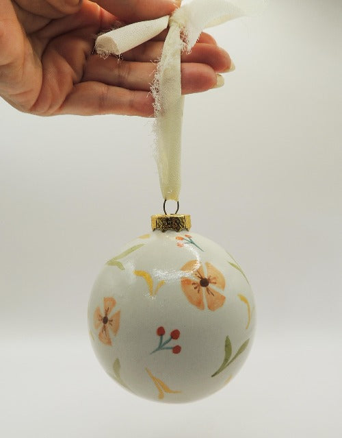peach on earth hand painted ornaments by beverly gurganus