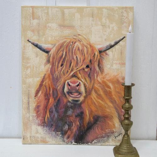 original painting of a highland bull by beverly gurganus