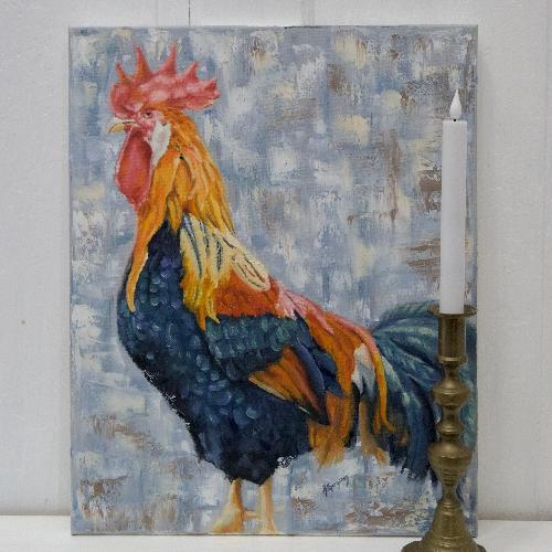 original colorful rooster painting by beverly gurganus