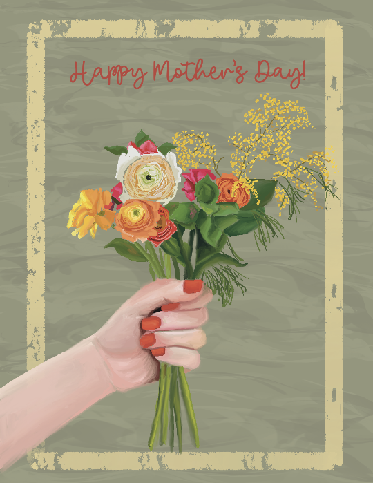 floral bouquet mother's day greeting card