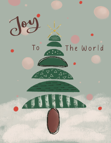 joy to the world christmas tree greeting card by beverly gurganus