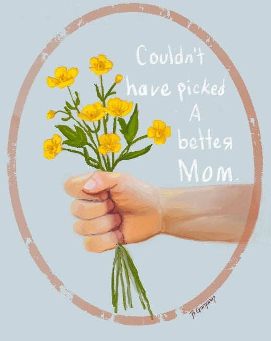 picked buttercups mothers day card