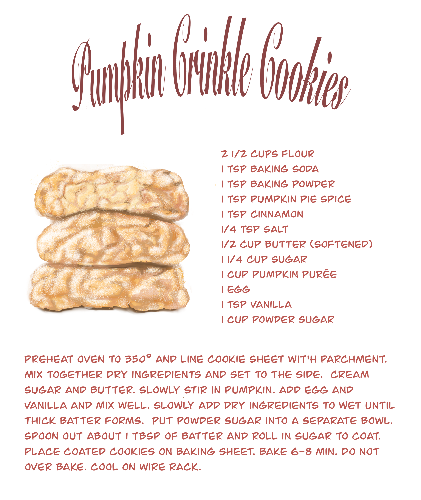 pumpkin-crinkle-cookies-fall-greeting-card-beverly-gurganus-art