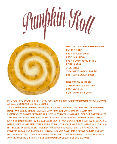 pumpkin-roll-fall-greeting-card-beverly-gurganus-art