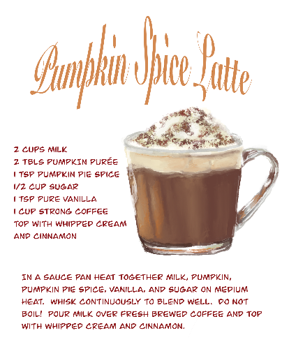 pumpkin-latte-fall-greeting-card-beverly-gurganus-art