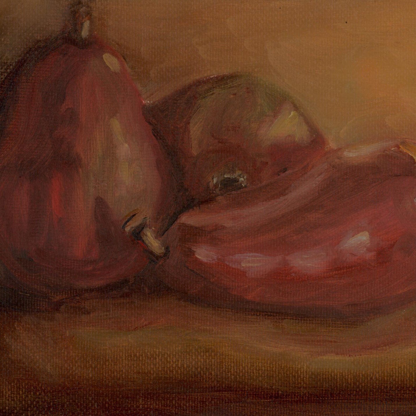 original red pear still life oil painting