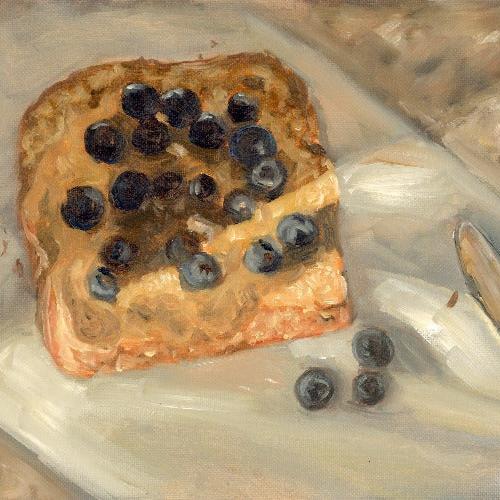 Blueberry Toast - original oil painting