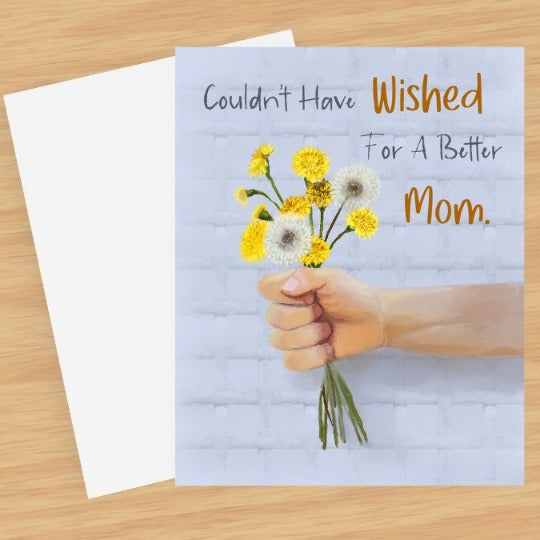 picked dandelions mothers day card