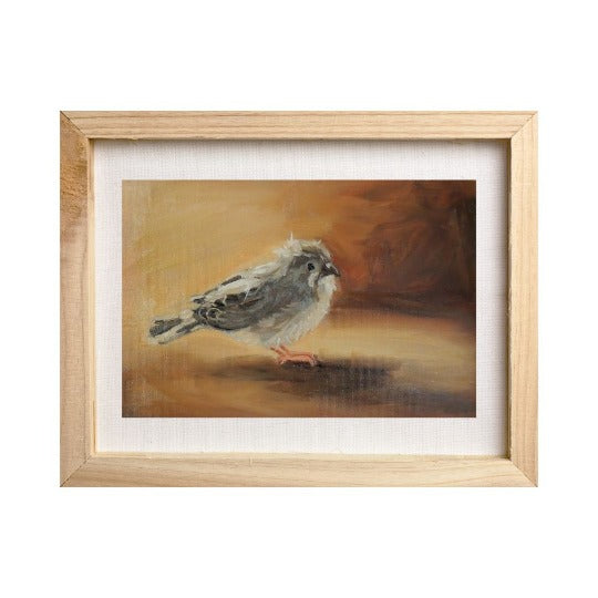 original oil painting of a zebra finch