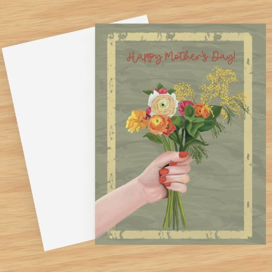 mother's day floral bouquet greeting card