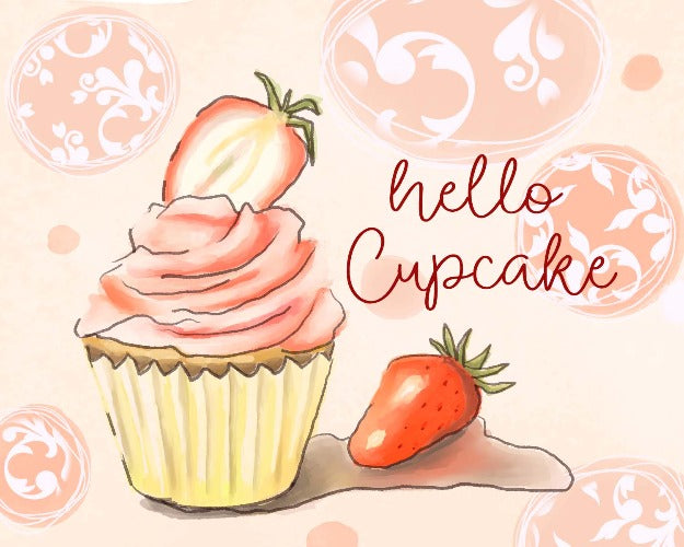 hello-cupcake-greeting-card-beverly-gurganus-art