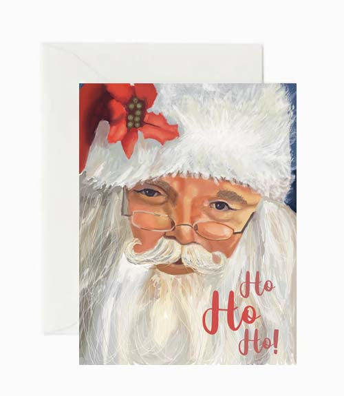 Jolly santa clause christmas card by beverly gurganus