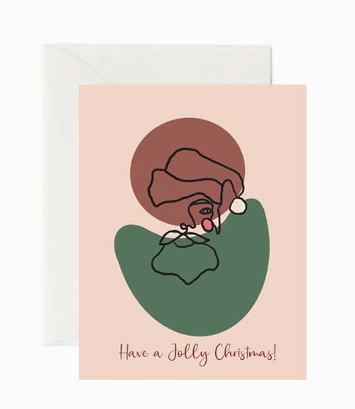 minimalist santa holiday card by beverly gurganus