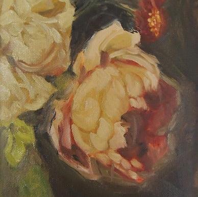 original floral painting with dark background