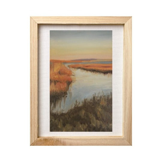 original oil painting of golden marshland