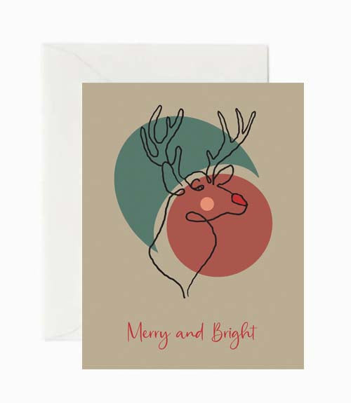 minimalist reindeer christmas card by beverly gurganus