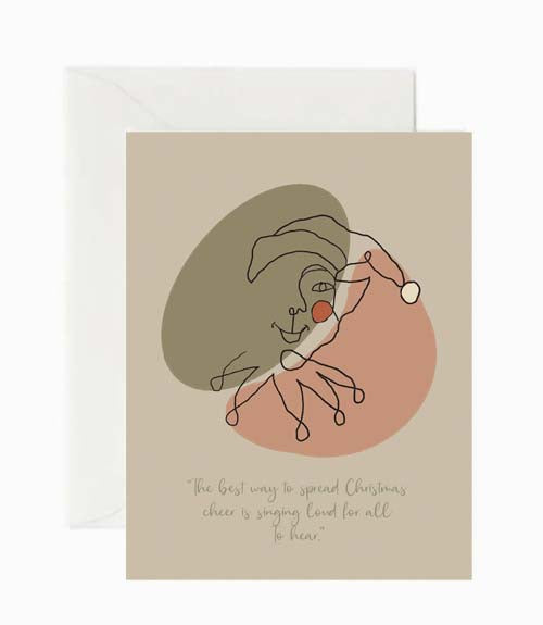 minimalist elf christmas card by beverly gurganus